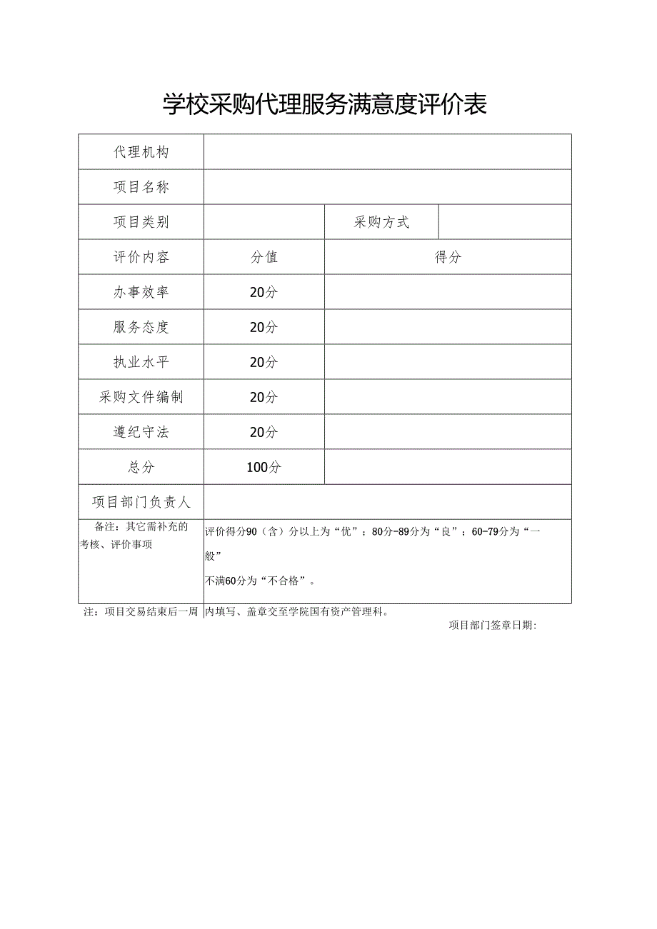 学校采购代理服务满意度评价表.docx_第1页
