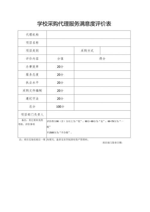 学校采购代理服务满意度评价表.docx