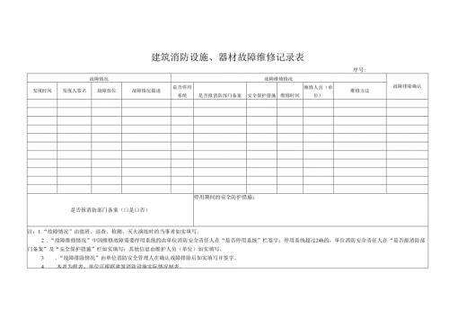 建筑消防设施、器材故障维修记录表.docx