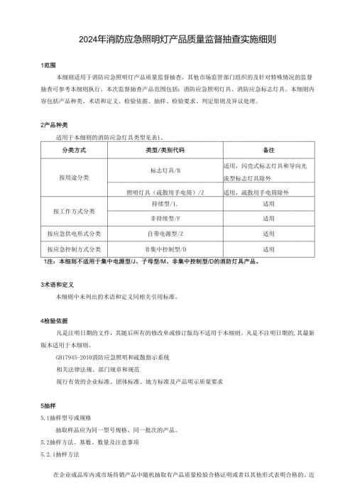 消防应急照明灯产品质量广西监督抽查实施细则.docx