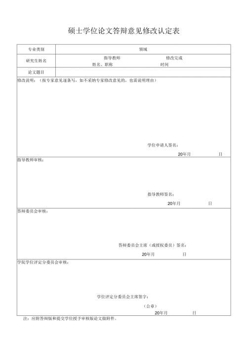 广西大学硕士学位论文答辩意见修改认定表.docx