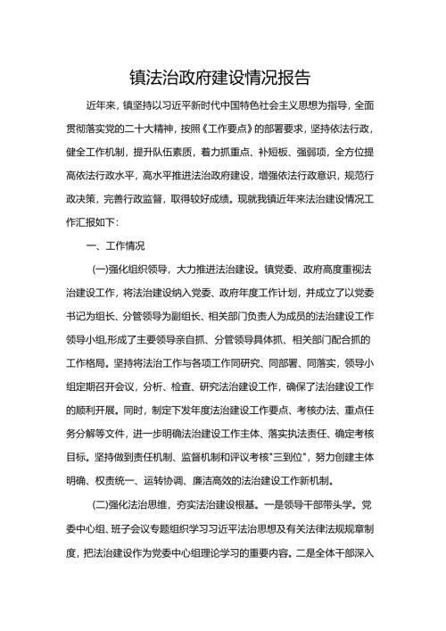 镇法治政府建设情况报告.docx