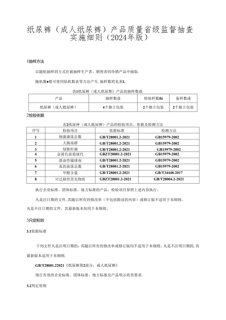 纸尿裤产品质量省级监督抽查实施细则.docx_第1页