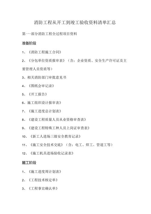 消防工程从开工到竣工验收资料清单汇总.docx