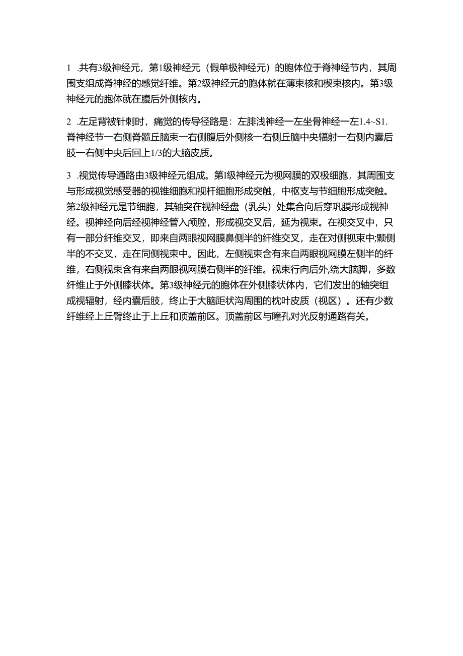 《老年人生理结构与机能》感觉传导通路 习题.docx_第2页