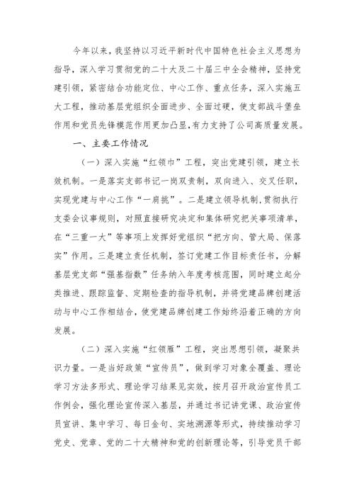 国企党委书记2024年抓基层党建工作述职报告.docx