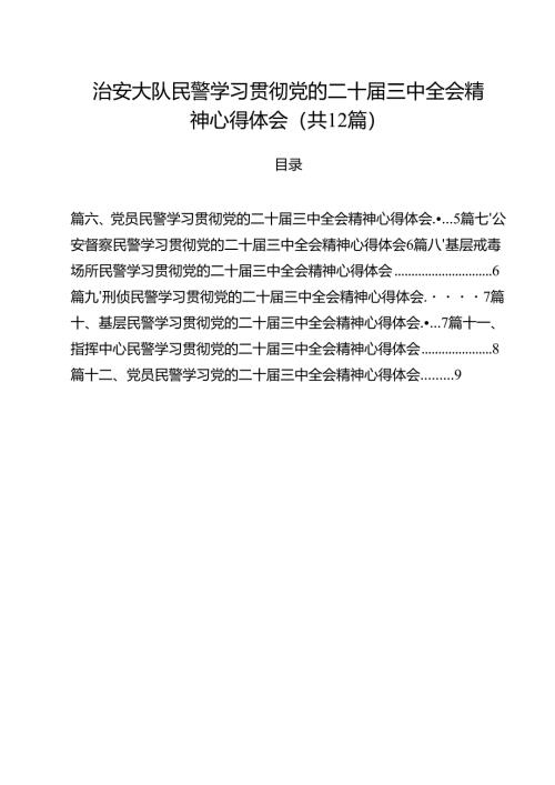 治安大队民警学习贯彻党的二十届三中全会精神心得体会（共12篇）.docx