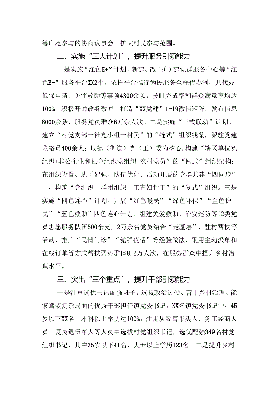 2024某市农村基层党组织引领乡村治理情况汇报.docx_第2页