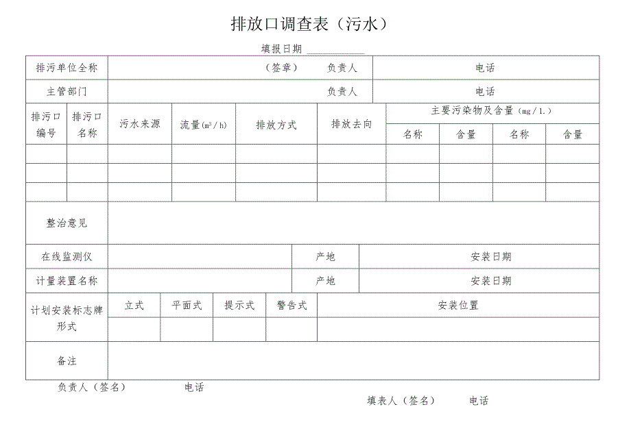 排放口调查表（污水）.docx_第1页