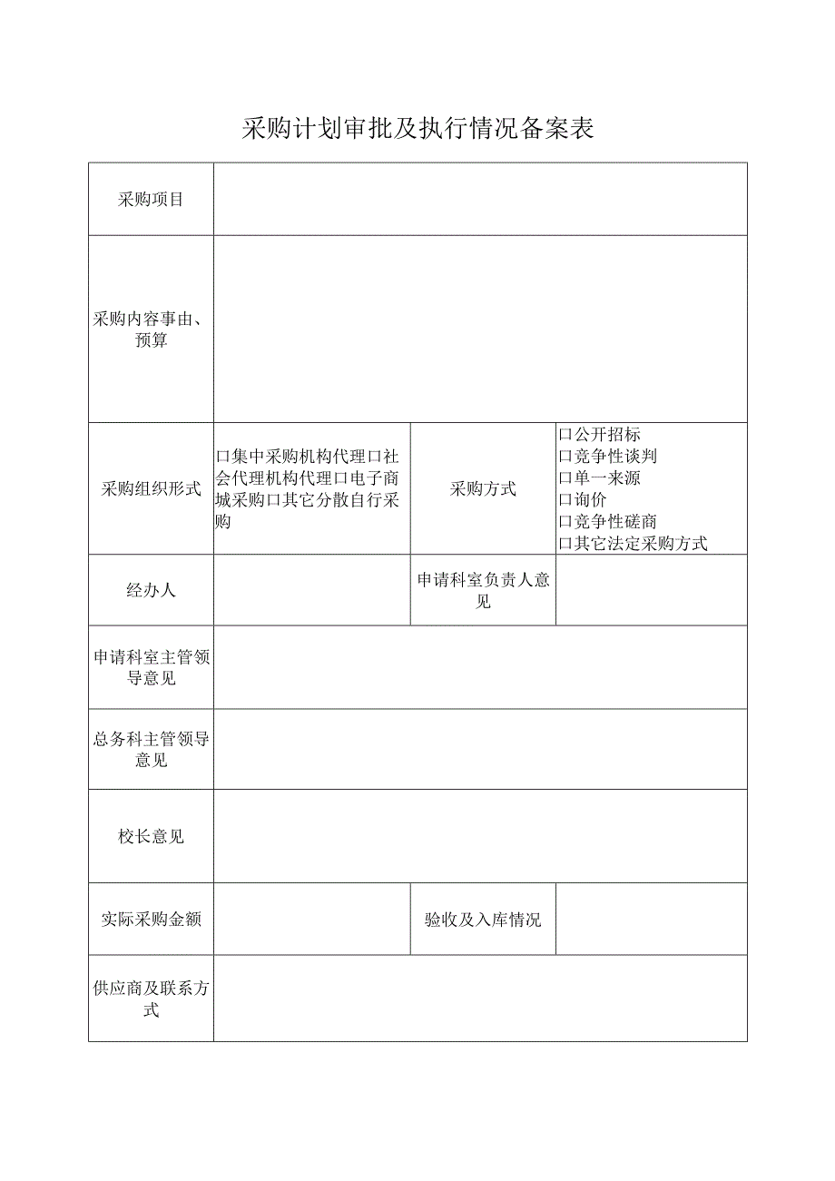 采购计划审批及执行情况备案表.docx_第1页