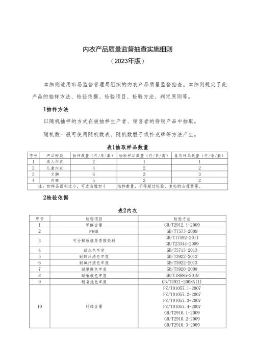 内衣产品质量河南省监督抽查实施细则.docx