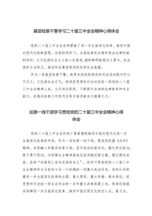 基层检察干警学习二十届三中全会精神心得体会5篇（详细版）.docx