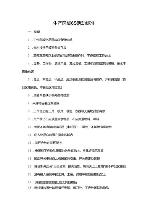 生产区域6S活动标准.docx