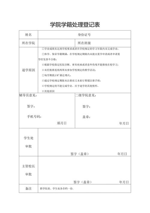 学院学籍处理登记表.docx