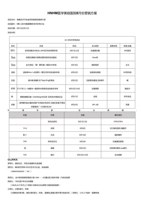 医美整形医院8月营销执行方案.docx
