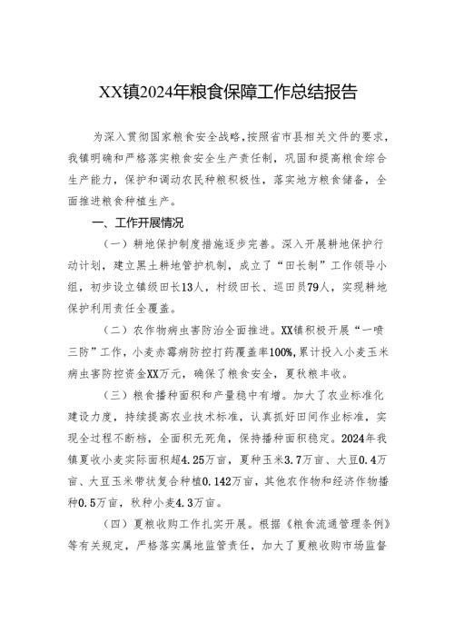镇2024年粮食保障工作总结报告.docx