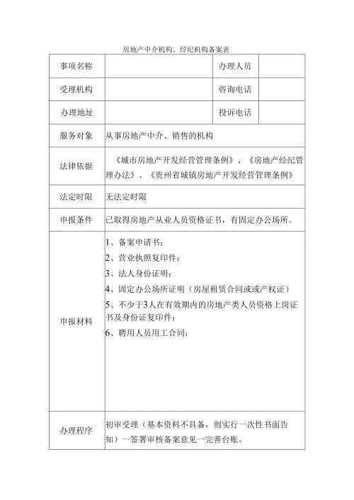 房地产中介机构、经纪机构备案表.docx