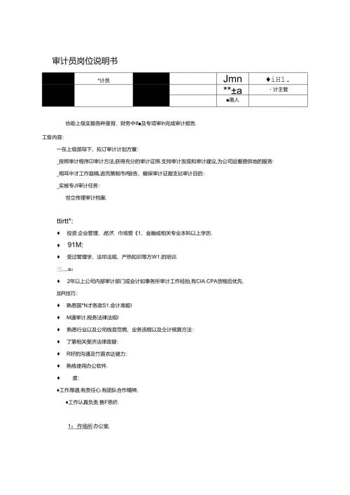 企业公司审计员岗位说明书.docx