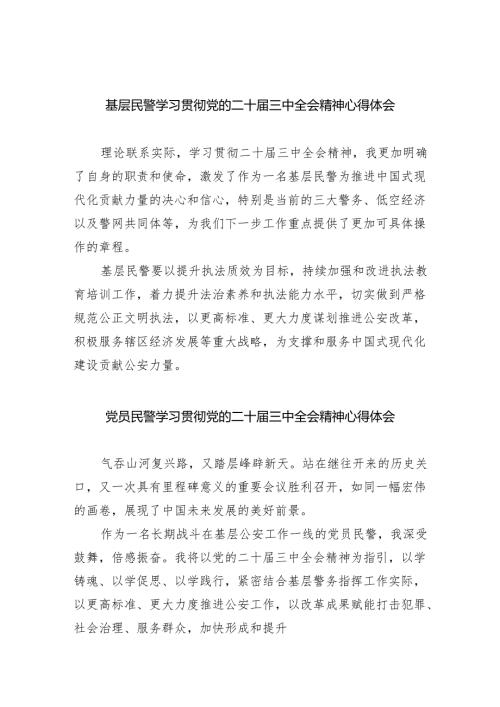 （9篇）基层民警学习贯彻党的二十届三中全会精神心得体会专题资料.docx