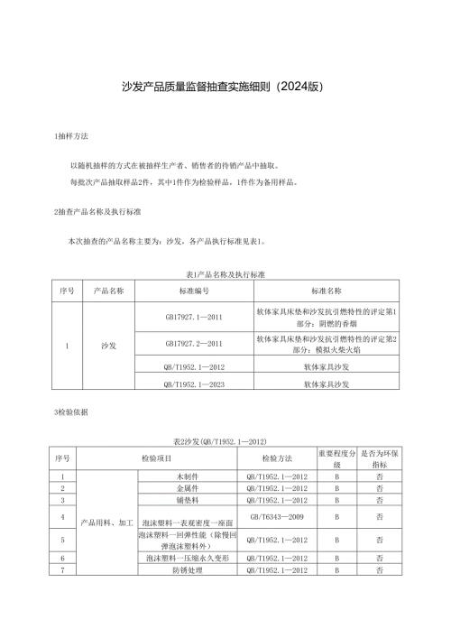 沙发产品质量监督抽查实施细则.docx