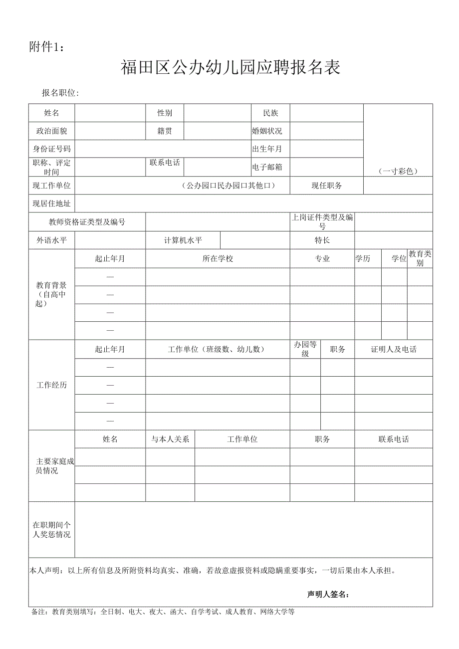 翔安教育集团幼儿园园长（副园长）应聘报名表.docx_第1页