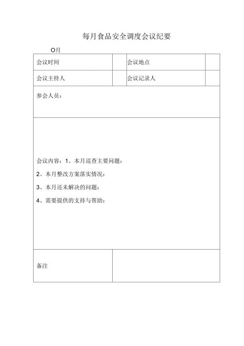 每月食品安全调度会议纪要.docx