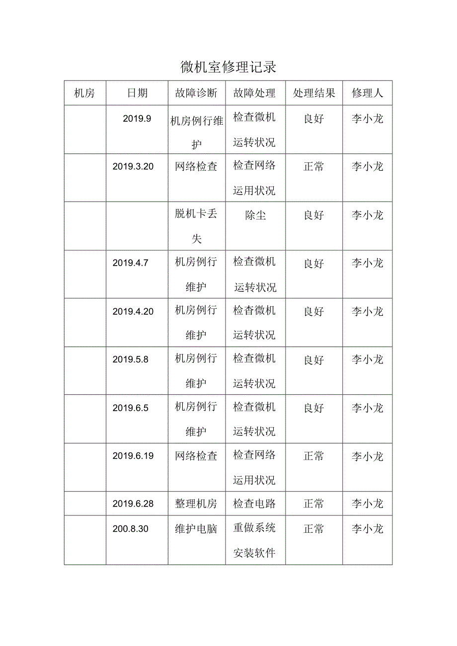 微机室维修记录.docx_第1页
