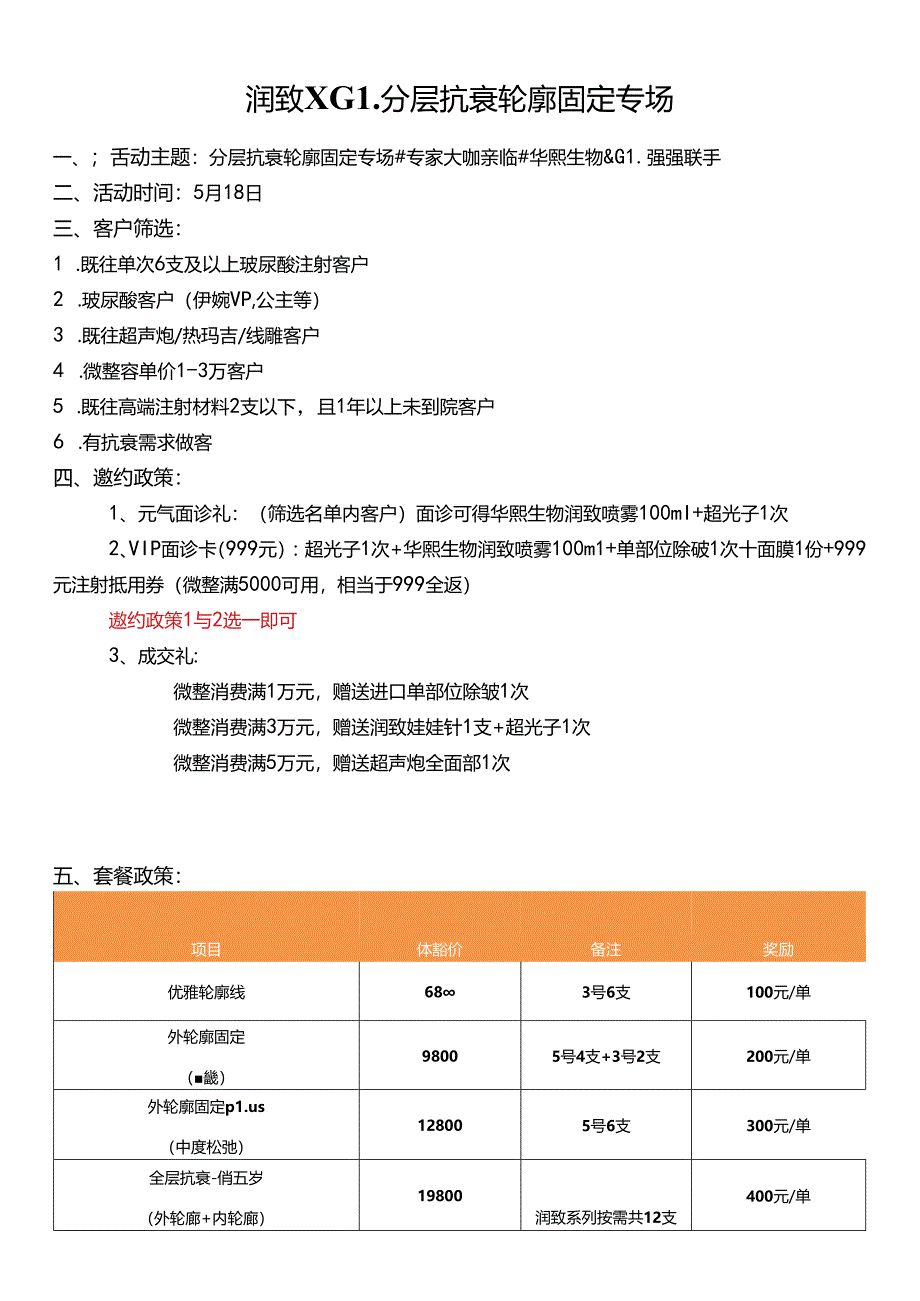 医美注射美容分层抗衰轮廓固定专场方案.docx_第1页