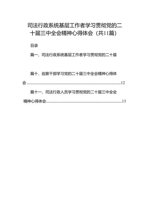 （11篇）司法行政系统基层工作者学习贯彻党的二十届三中全会精神心得体会范文.docx