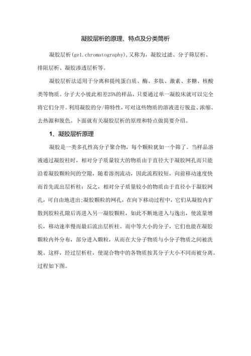凝胶层析的原理、特点及分类简析.docx