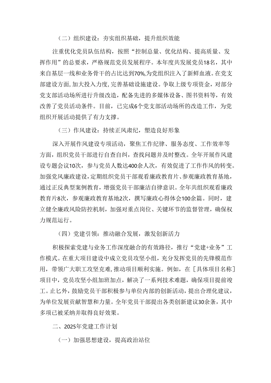 2024年党建工作总结及2025年党建工作计划.docx_第2页