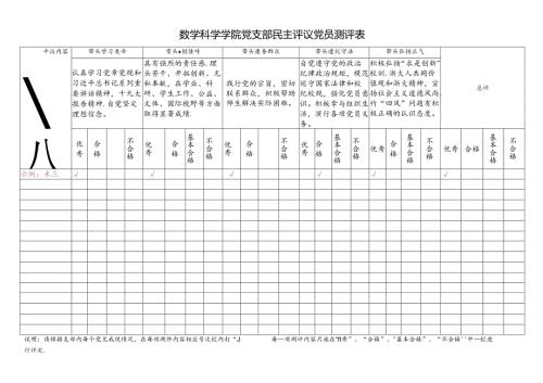 薛坪镇 村民主评议党员互评表.docx