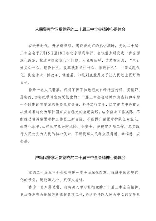 人民警察学习贯彻党的二十届三中全会精神心得体会7篇（详细版）.docx