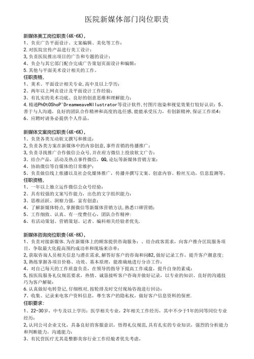 医院新媒体部门岗位职责.docx