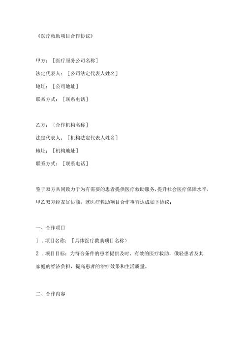 医疗救助项目合作协议.docx