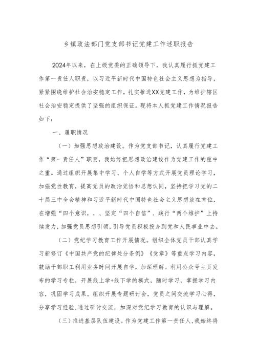 乡镇政法部门党支部书记党建工作述职报告.docx