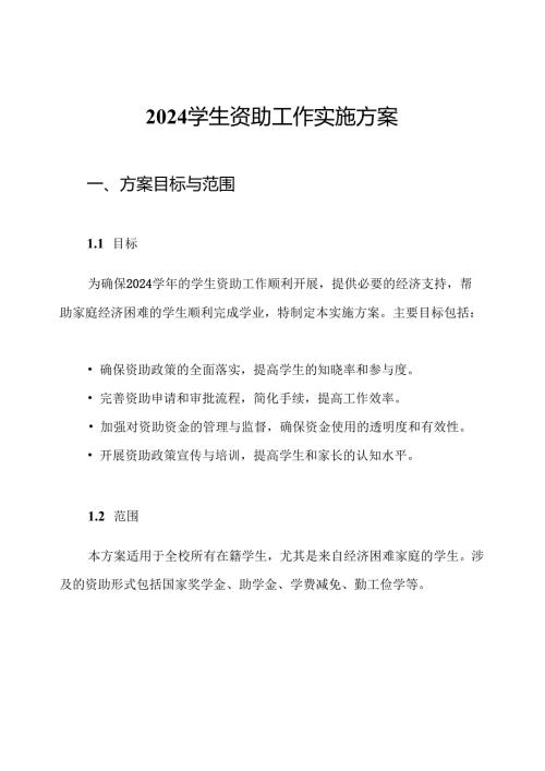 2024学生资助工作实施方案.docx