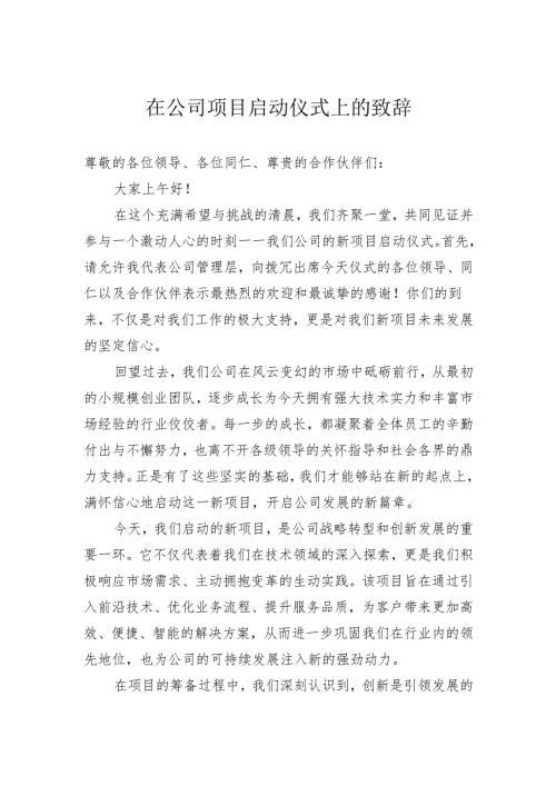在公司项目启动仪式上的致辞.docx