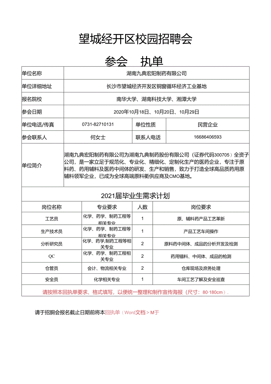 用人单位需求信息表.docx_第1页