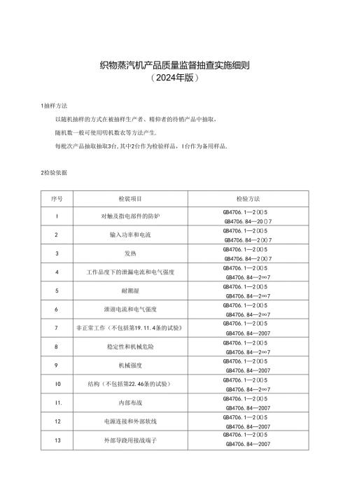 织物蒸汽机产品质量河南省监督抽查实施细则.docx