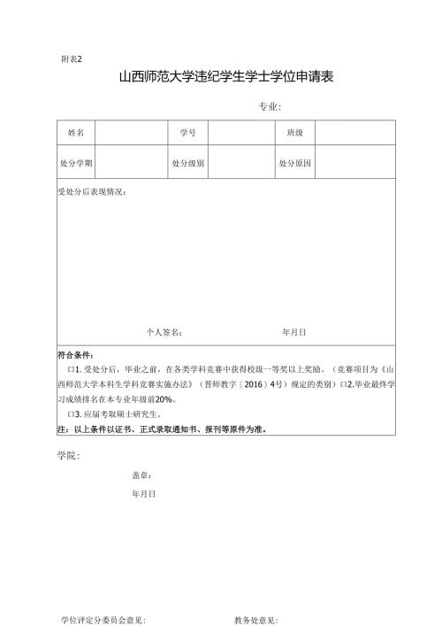 违纪学生学士学位申请表.docx