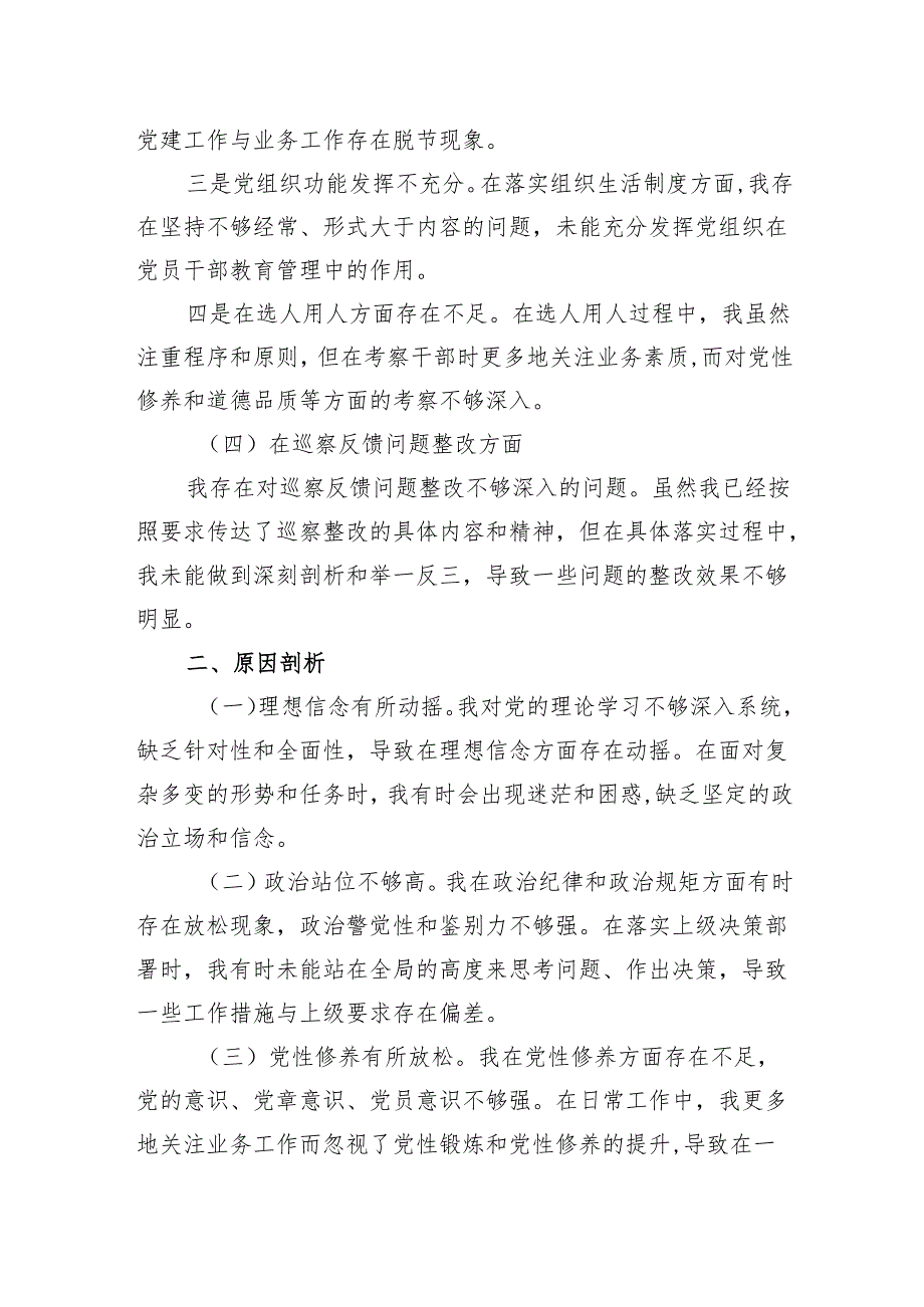 2024年镇长巡视整改专题民主生活会个人对照检查材料.docx_第3页