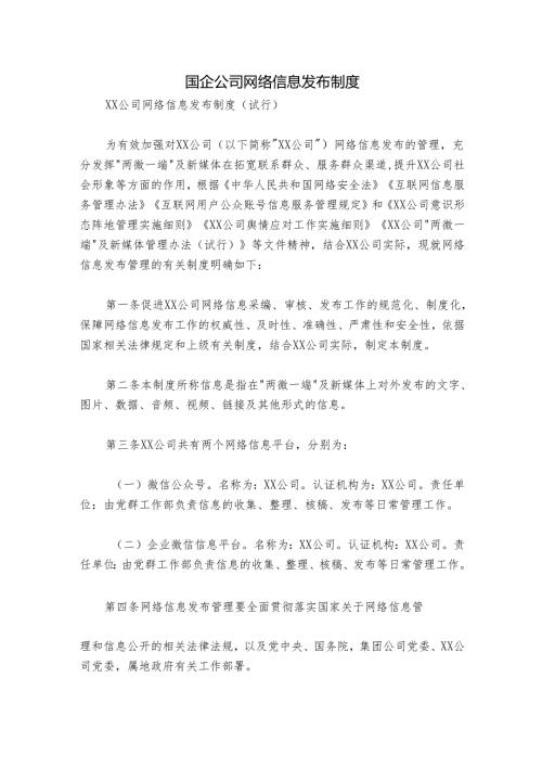 国企公司网络信息发布制度.docx