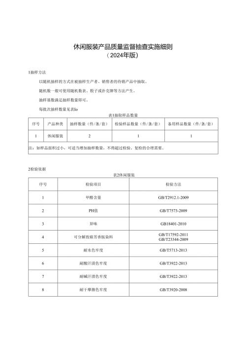休闲服装产品质量监督抽查实施细则.docx