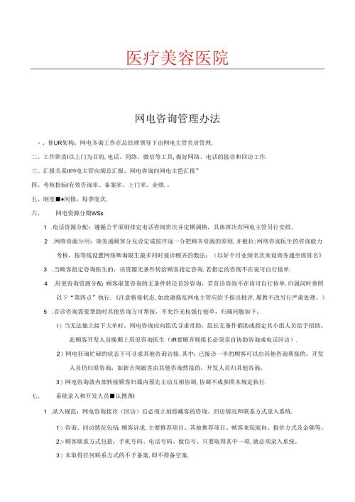 医美整形网电咨询管理办法.docx