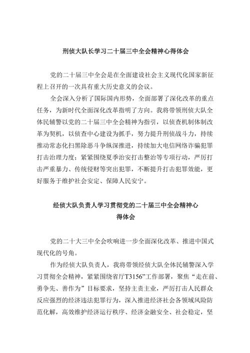刑侦大队长学习二十届三中全会精神心得体会8篇（精选）.docx