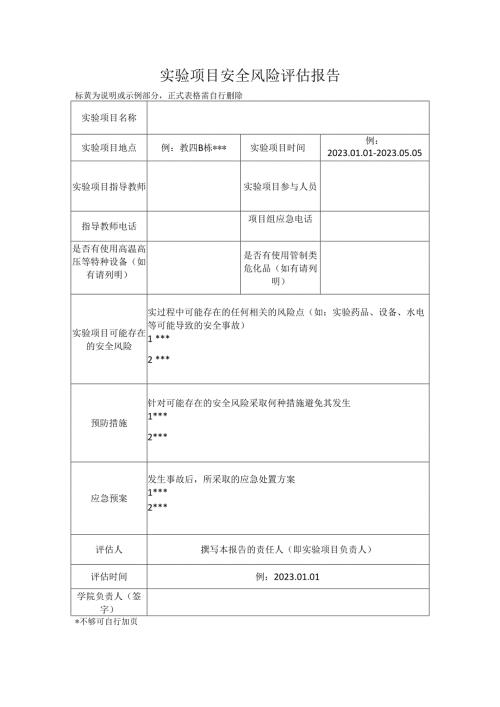 实验项目安全风险评估报告.docx
