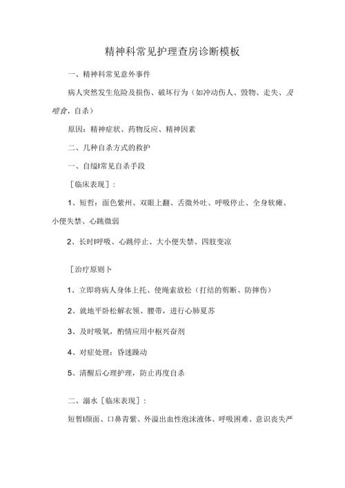 精神科常见护理查房诊断模板.docx