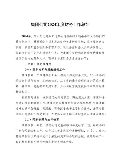 集团公司2024年度财务工作总结.docx