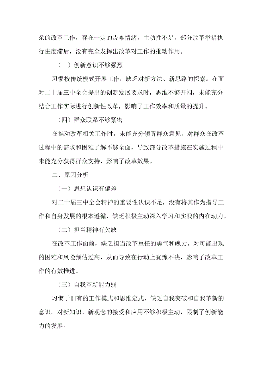 2024 年党的二十届三中全会民主生活会发言（2篇）.docx_第3页